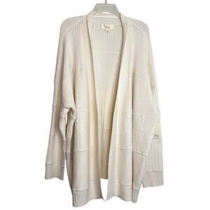Nurture by Westbound Womens Longline Open Front Cardigan 3X Ivory Textured Knit